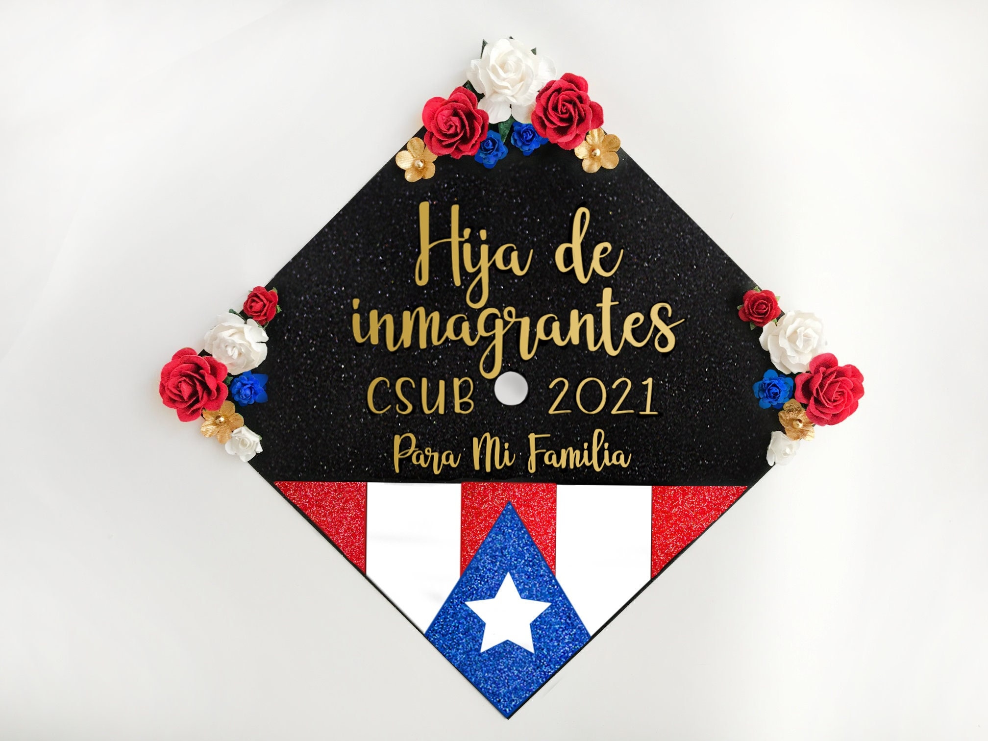 Personalized Latin Graduation Cap Topper Puerto Rico Grad Cap