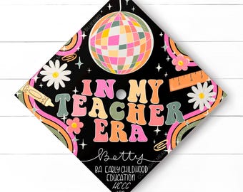 Teacher Mirrorball Graduation Cap Topper - Custom Design - Your Choice of Color Scheme