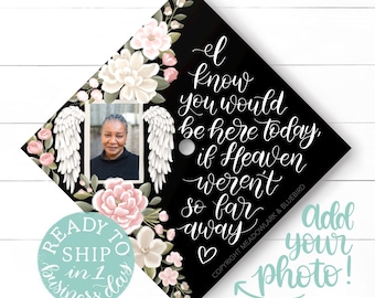 READY TO SHIP Memorial Graduation Cap Topper - In Memory Floral Grad Design