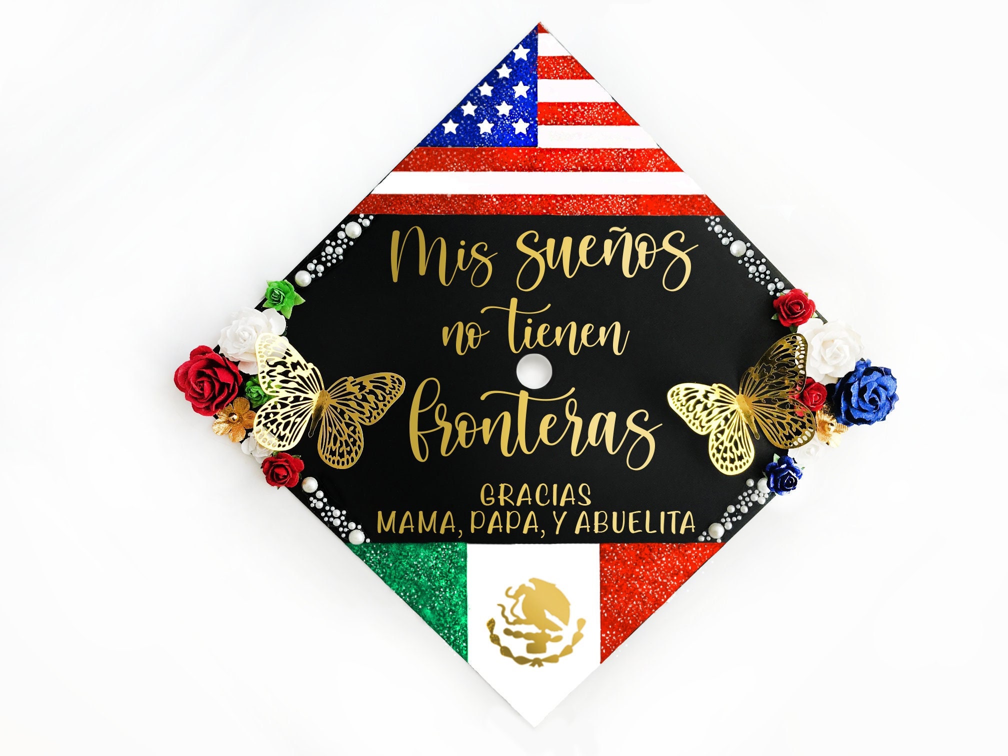 Mexican Flag Graduation Cap Topper Custom Quote in Spanish Etsy Ireland