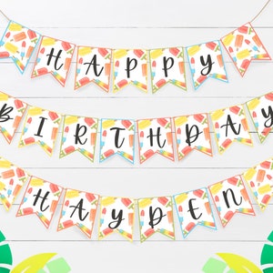 Editable Popsicle Banner - Popsicle Birthday Party - Birthday Banner - Popsicle Birthday Banner