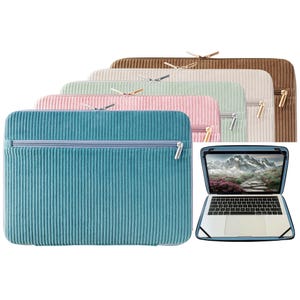 Cord Laptop Tasche 13/14/15/16/17 Zoll, mit Tasche und Reißverschluss, MacBook Tasche, Rosa, Türkis, Mint, Beige, Braun