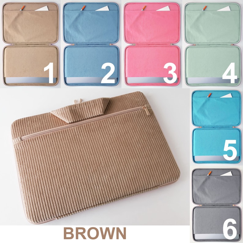 Borsa per laptop in velluto a coste con manici Custodia per laptop da 13/14/15/16/17 pollici con tasche e cerniera, scegli la tua combinazione di colori, HP, Dell, Lenovo immagine 9