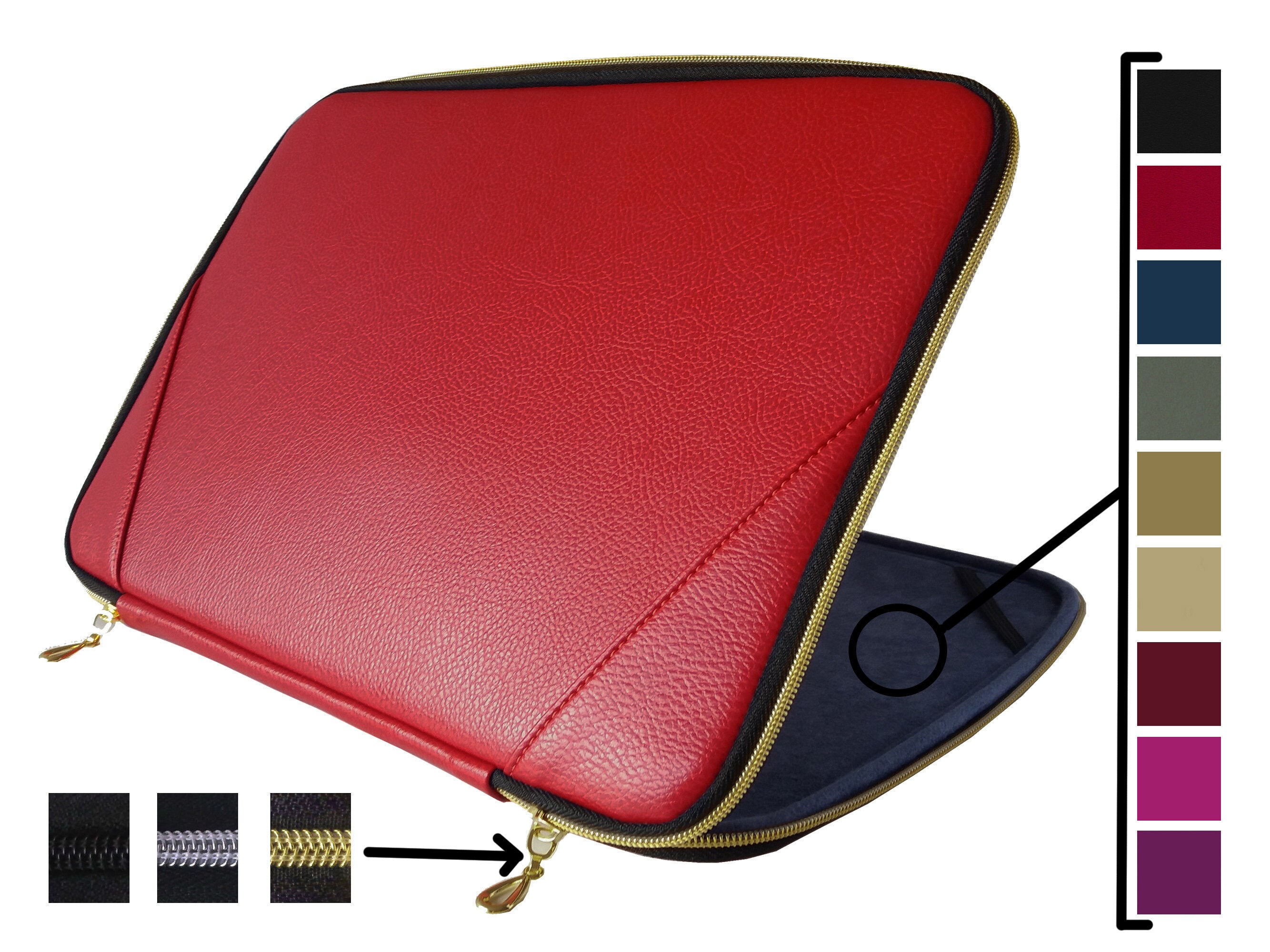 red leather laptop