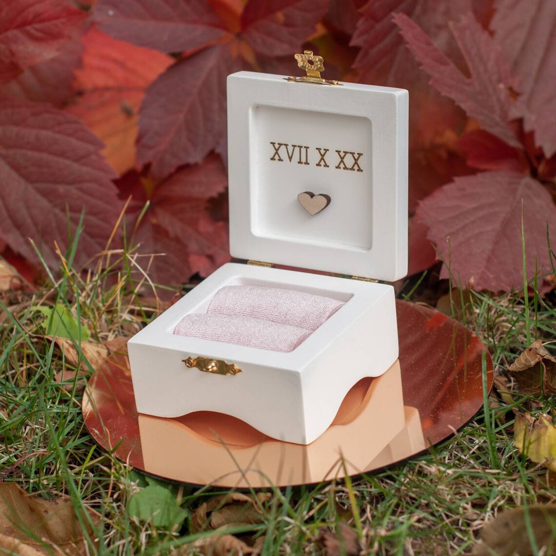 White Classic Wooden Wedding Ring Box Ceremony Bearer Holder Etsy