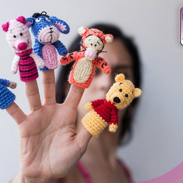 Pooh and Friends Crochet handmade funny Finger Puppet DIGITAL PATTERN