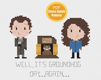 Groundhog Day Inspired Cross stitch Pattern - Groundhog Day - Punxsutawney Phil - Bill Murray - Instant Download - Crossstitch Pattern - PDF