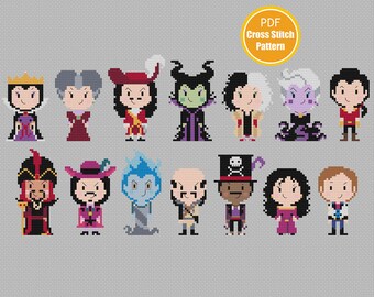 Patrón punto de cruz Villanos - Descarga Instantánea PDF - Crosstitch
