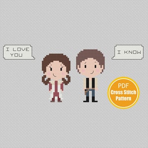 I Love You I Know Cross stitch - Han Solo Leia Inspired - PDF Instant Download - Cross-stitch - Crossstitch Pattern