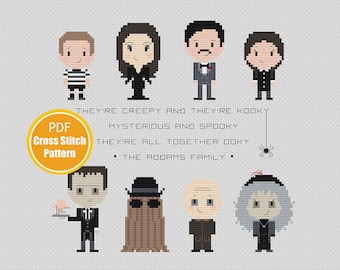 Addams Familie Inspiriert Kreuzstichmuster - Morticia Gomez Kreuzstich - Sofort Download - PDF