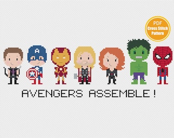 Super Heroes Cross Stitch Pattern - Comics - PDF Instant Download - Super Heroes Crosstitch