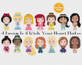 Princess Cross Stitch Pattern - PDF Instant download - Crosstitch - Fairy tale