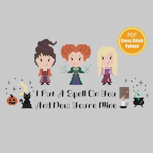 Witches Cross stitch Pattern - Halloween Cross stitch - PDF Instant Download - Crosstitch