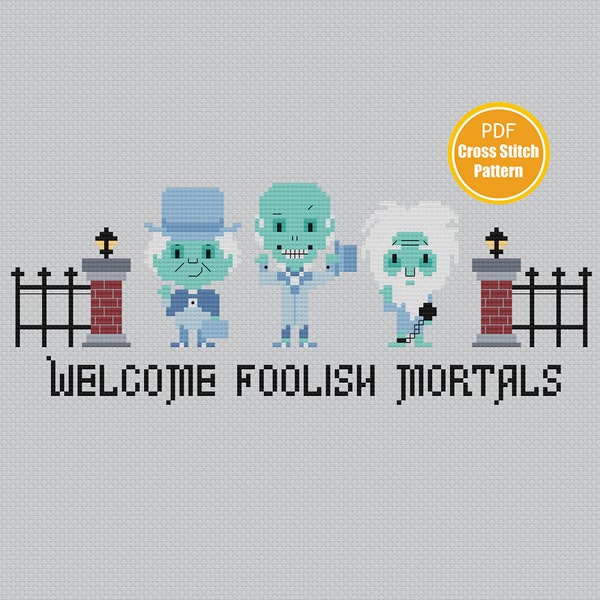 Haunted Mansion Cross stitch pattern - Hitchhiking Ghosts Inspired Cross-stitch - Tomb Sweet Tomb - PDF instant download - Halloween