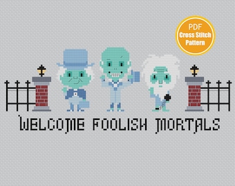 Haunted Mansion Cross stitch pattern - Hitchhiking Ghosts Inspired Cross-stitch - Tomb Sweet Tomb - PDF instant download - Halloween