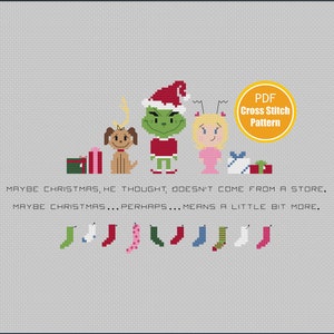 The Grinch who stole Christmas Inspired Cross stitch Pattern - The Grinch - PDF Download - Dr Seuss - Cindy Lou Who - Crossstitch