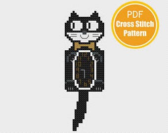 Kit Cat Clock Cross stitch Pattern - Instant Download PDF - Kit Kat Clock - Cat cross stitch Pattern - Retro - Vintage