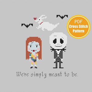 Jack Skellington Inspired Cross stitch - Halloween Cross stitch - Jack and Sally - PDF Instant Download