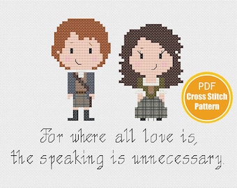 Outlander Inspired Cross stitch Pattern - Jamie Claire Fraser Cross stitch - PDF Instant Download - Sassenach