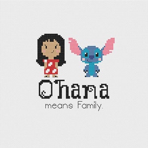 Lilo and Stitch Inspired Cross stitch pattern Ohana Cross-stitch PDF Instant Download Crossstitch image 2