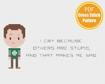 Big Bang Theory Inspired Cross stitch Pattern - Sheldon Cross stitch - PDF Instant Download Pattern - Crossstitch Quote Pattern