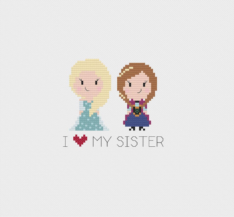Disney Cross Stitch: Frozen Anna and Elsa Cross Stitch Pattern