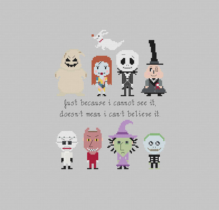 The Nightmare Before Christmas Inspired Cross Stitch Pattern