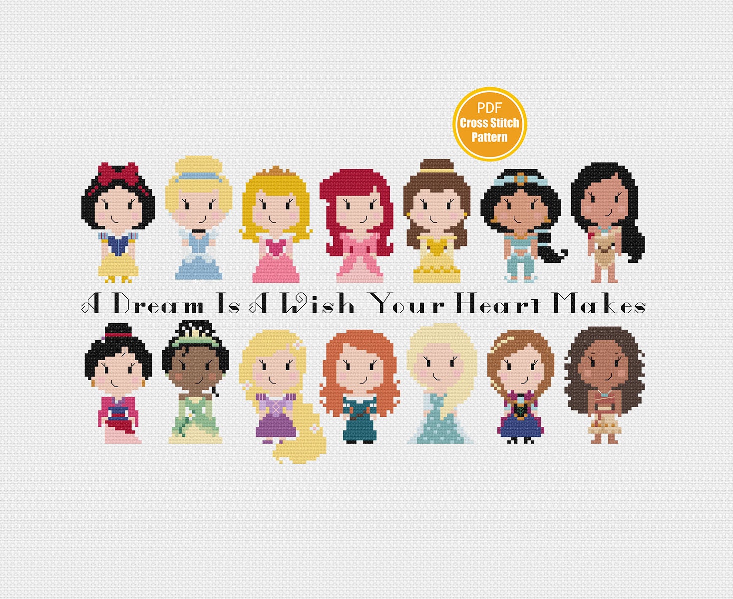 princess-cross-stitch-pattern-pdf-instant-download-crosstitch-fairy-tale-etsy