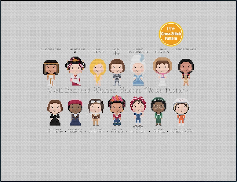 Historical Women Cross Stitch Pattern Feminist Well Etsy - image 0