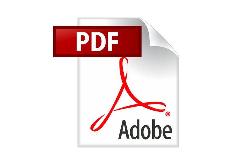 May include: Adobe Acrobat PDF file icon with a red paper tab that says "PDF" and a red Adobe logo with the word "Adobe" in black text.