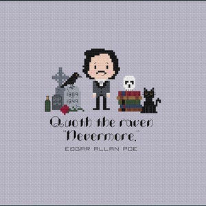 Edgar Allan Poe Cross stitch Pattern Quoth the Raven Nevermore Poetry Instant Download Crossstitch Pattern image 3