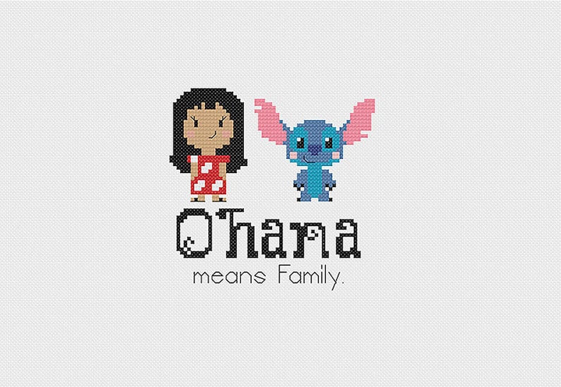 Lilo and Stitch Inspired Cross stitch pattern Ohana Cross-stitch PDF Instant Download Crossstitch image 2