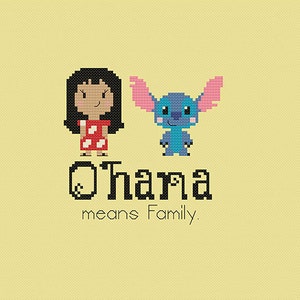 Lilo and Stitch Inspired Cross stitch pattern Ohana Cross-stitch PDF Instant Download Crossstitch image 3