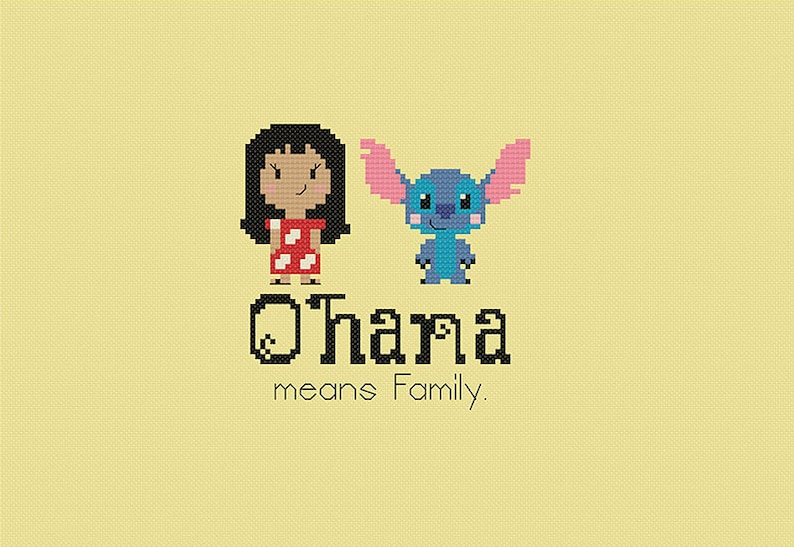 Lilo and Stitch Inspired Cross stitch pattern Ohana Cross-stitch PDF Instant Download Crossstitch image 3