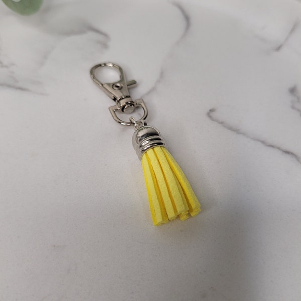 Yellow faux suede tassel clip on charm keyring - charm keyring - faux suede tassel - tassel charm - accessories - bag charm - yellow