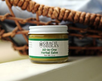 All-in-One Herbal Salve - Natural First Aid - Cuts, Scrapes, Diaper Rash, Bites, Skin Irritation, Cradle Cap - Black Seed - Nigella Sativa