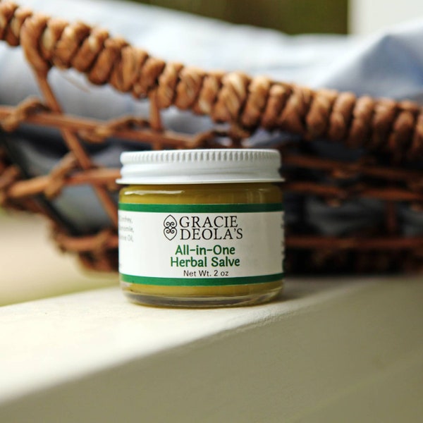 All-in-One Herbal Salve - Natural First Aid - Cuts, Scrapes, Diaper Rash, Bites, Skin Irritation, Cradle Cap - Black Seed - Nigella Sativa