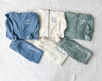 Bridesmaid PJ Set, Custom Wedding Pajamas, Bridal Party Pajamas, Getting Ready Outfit, Bridesmaid Gift, Personalized Sweatsuit