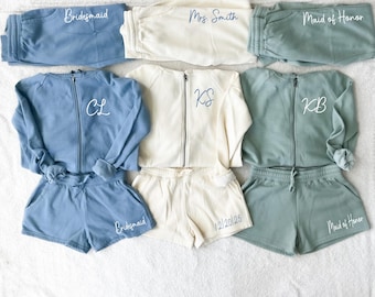 Custom Bridesmaid Pajama Set, Bridal Party PJs, Bridesmaid PJ Set, Custom Wedding Pajamas, Bridesmaid Robe alternative, Custom Sweatsuit