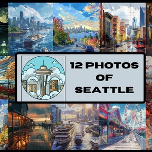 Seattle Wall Art, Space Needle, Seattle Art Prints, Seattle Vintage, Seattle gift, Seattle Cityscape, Pike Place Market, Pacific Northwest