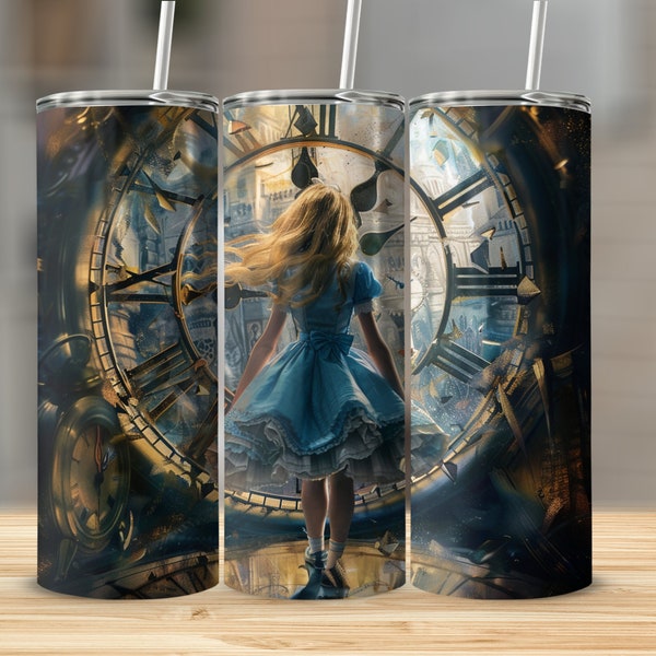 Alice in Wonderland Tumbler, 20oz Sublimation Tumbler Design, Straight and Tapered Skinny Tumbler Wrap PNG, Alice in Wonderland png