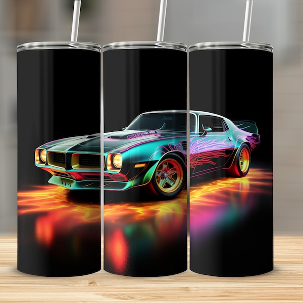 1974 Trans Am Neon Color 20oz skinny tumbler wrap straight and tapered tumbler sublimation design PNG of 1974 Trans Am Neon Color