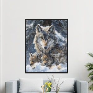 Wolf Wall Art, Wolves Digital Prints, Wolf Art Gift, Wall Gift, Animal Wolf Art, Wolf and Cubs Art, Wolf Art Gift, Wolf Wallart