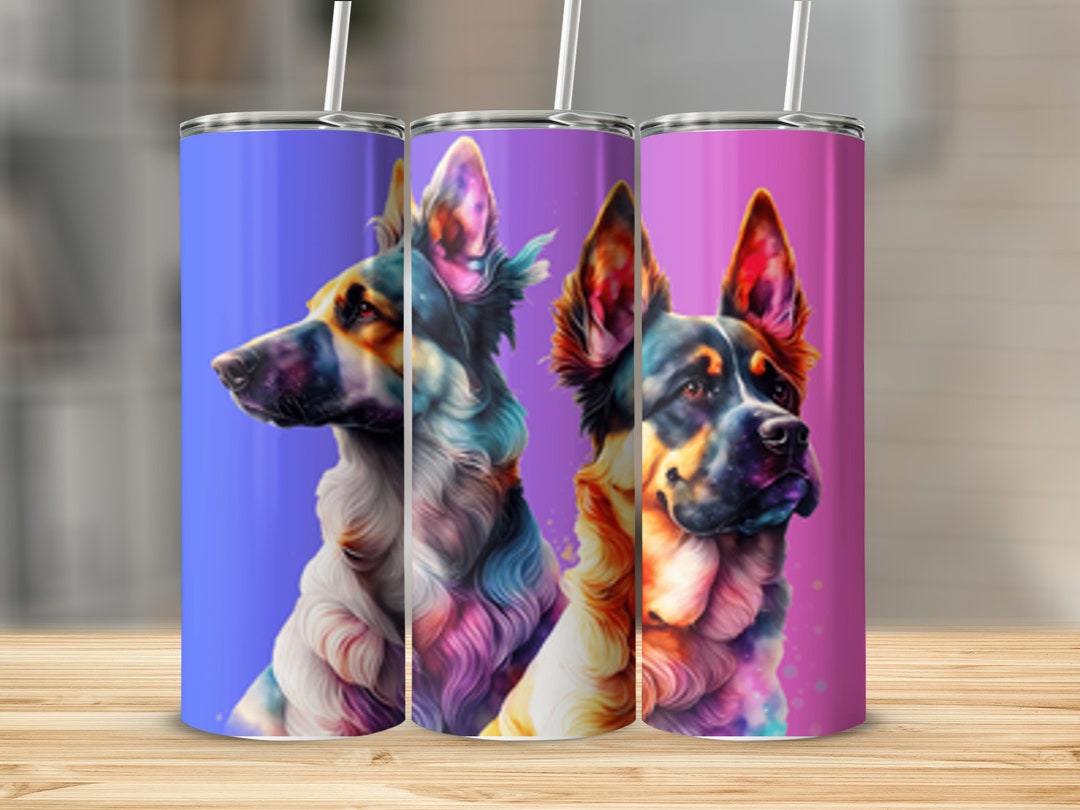 German Shepherd Dogs Tumbler, 20oz Skinny Tumbler Wrap Straight and