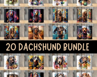 20 Dachshund Dog Bundle Tumbler, 20oz Skinny Tumbler Wrap with 20 Dachshund Dog, dog dog dog png, dogs dogs dogs, dogging png, Dachshund Dog