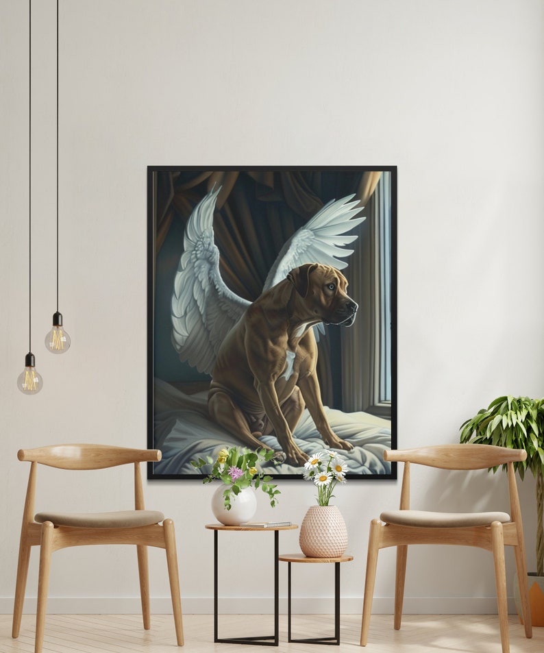 Pit Bull with Angel Wings Wall Art, Remembrance Gift, Pet Memorial Photo, Pit Bull Loss, Personalized Gift, Pet Loss Portrait, Angel Wings image 5