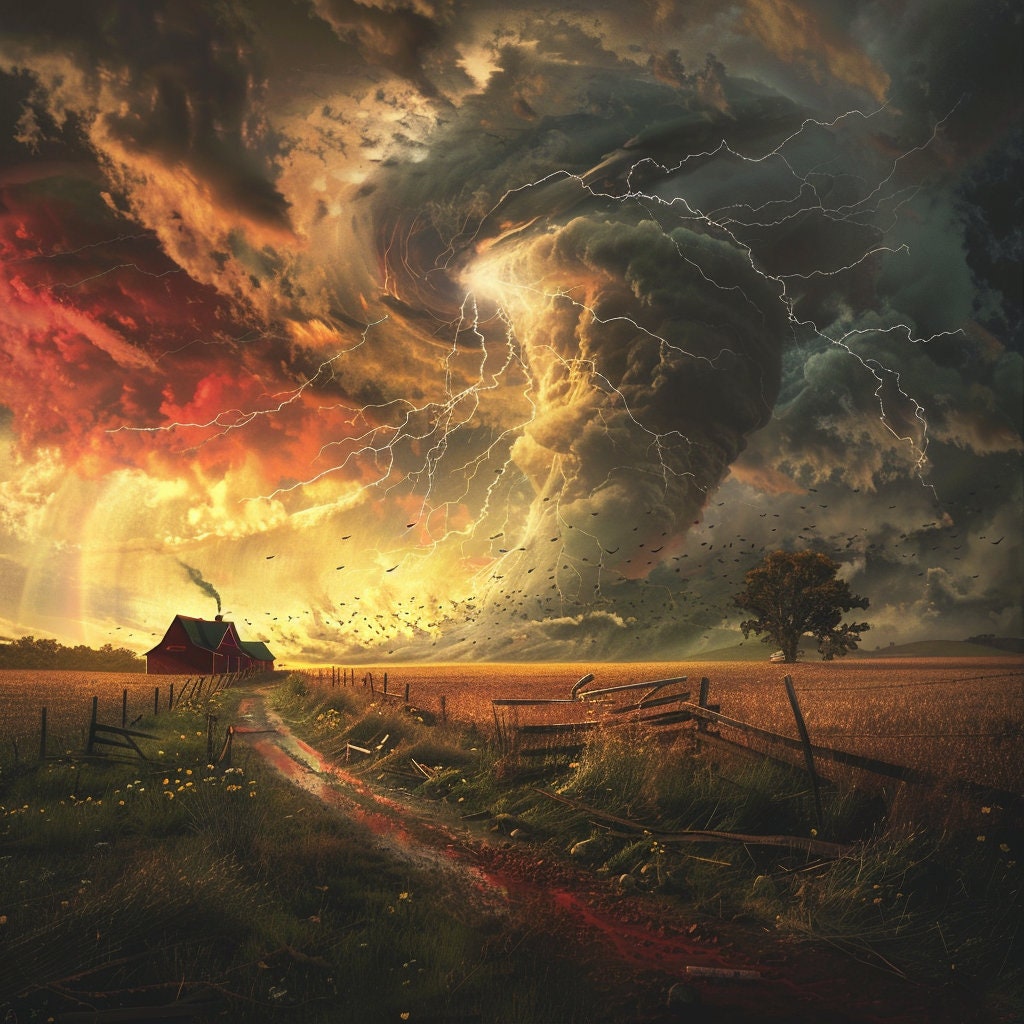 Tornado Storm Wall Art, Weather Décor, Tornado Rain Decor, Nature ...