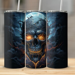 Gothic Skull 20 Unzen dünner Becher wickeln gerade und sich verjüngendes Becher Sublimationsentwurf PNG des gotischen Schädels