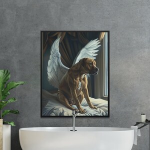 Pit Bull with Angel Wings Wall Art, Remembrance Gift, Pet Memorial Photo, Pit Bull Loss, Personalized Gift, Pet Loss Portrait, Angel Wings image 4