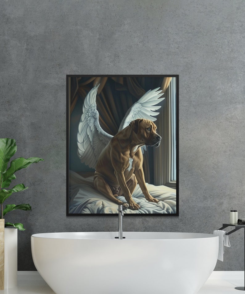 Pit Bull with Angel Wings Wall Art, Remembrance Gift, Pet Memorial Photo, Pit Bull Loss, Personalized Gift, Pet Loss Portrait, Angel Wings image 4